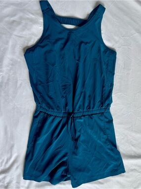 Girls Teal Sleeveless Romper